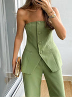 Strapless pantalon set met verfijnde tailoring voor dames