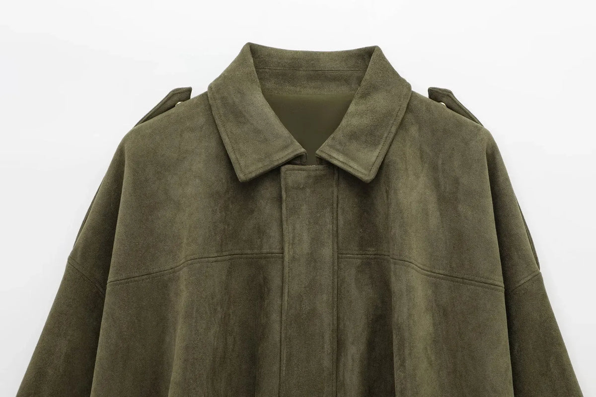 Jasje in suède-look met oversized pasvorm en knoopsluiting voor dames