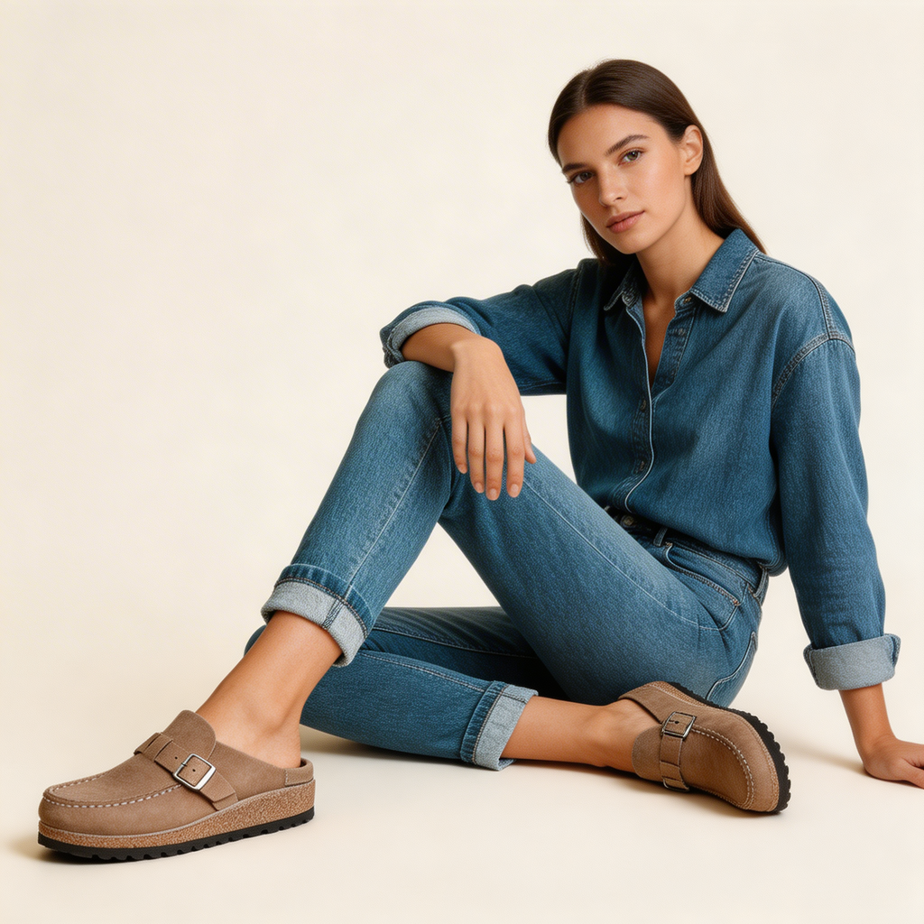 Suède sandalen met verstelbare gesp voor dames
