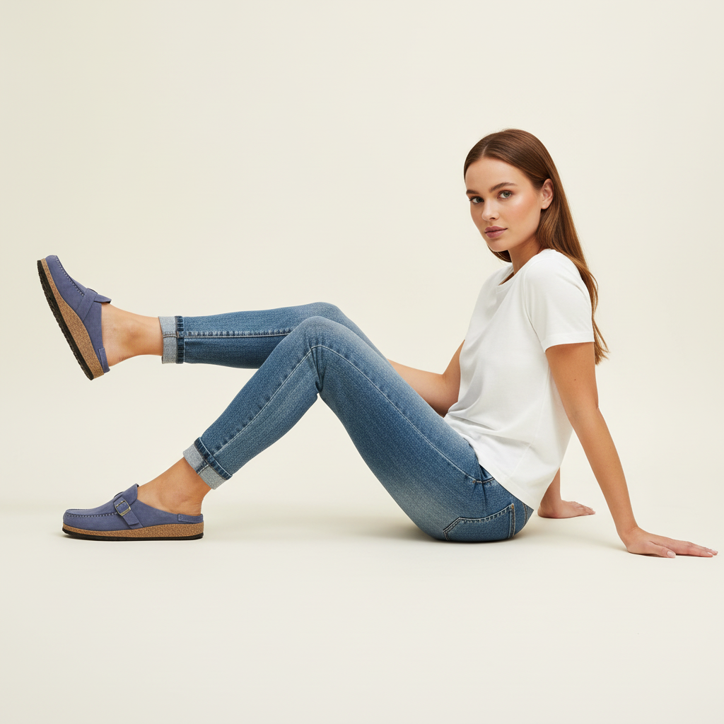 Suède sandalen met verstelbare gesp voor dames