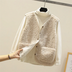 Teddy gilet met V-hals en voorzakken voor dames