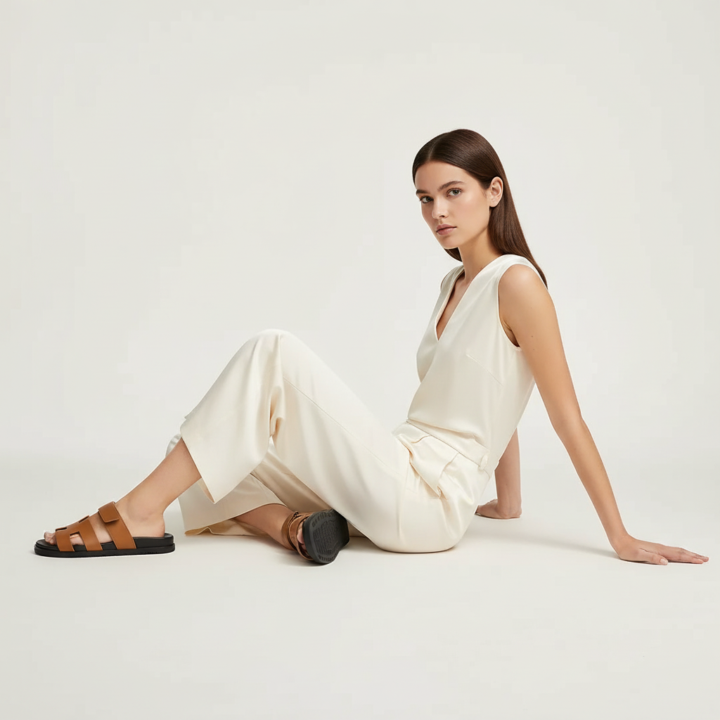 Teenslippers met comfortabel voetbed voor dames in bruin