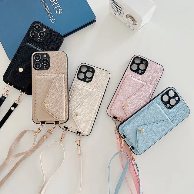 Telefoonhoesje met crossbody band en pasjeshouder voor dames
