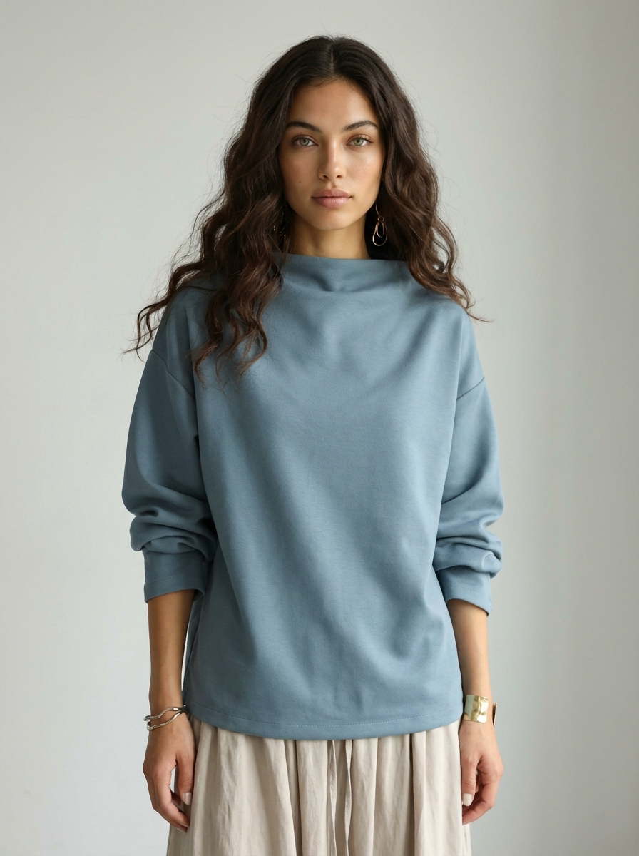 Top met boothals en oversized pasvorm in blauw