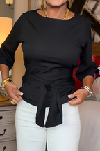 Top met strikdetail in de taille voor dames in zwart