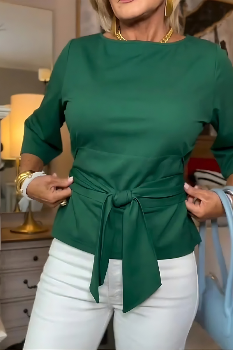 Top met strikdetail in de taille voor dames in groen