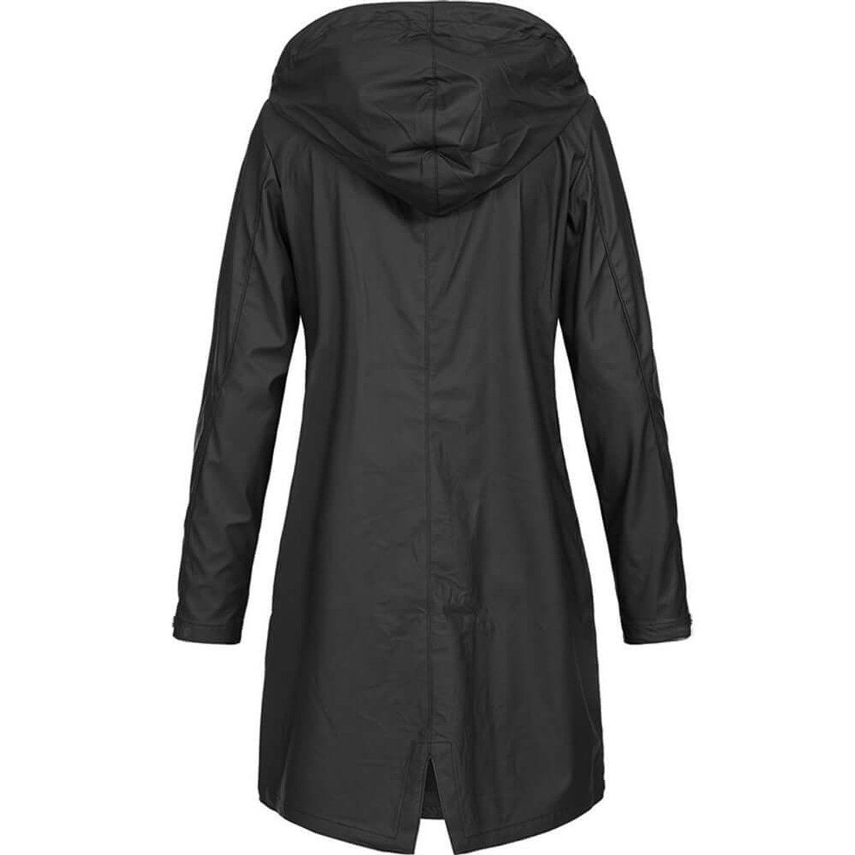 Trenchcoat met capuchon en warme voering voor dames in zwart
