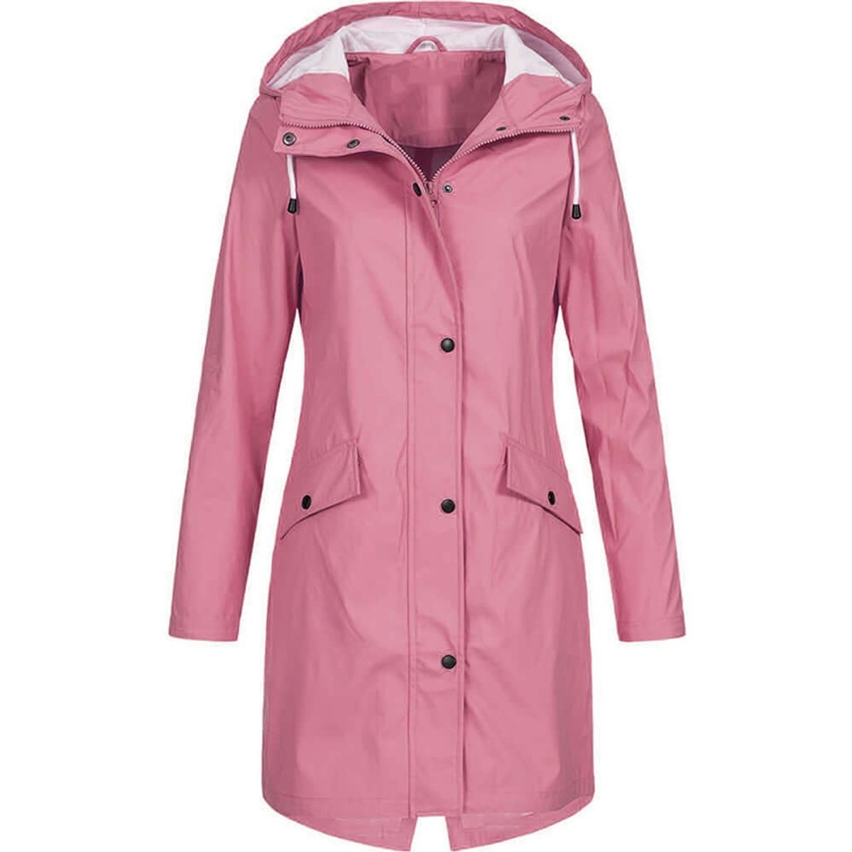 Trenchcoat met capuchon en warme voering voor dames in roze