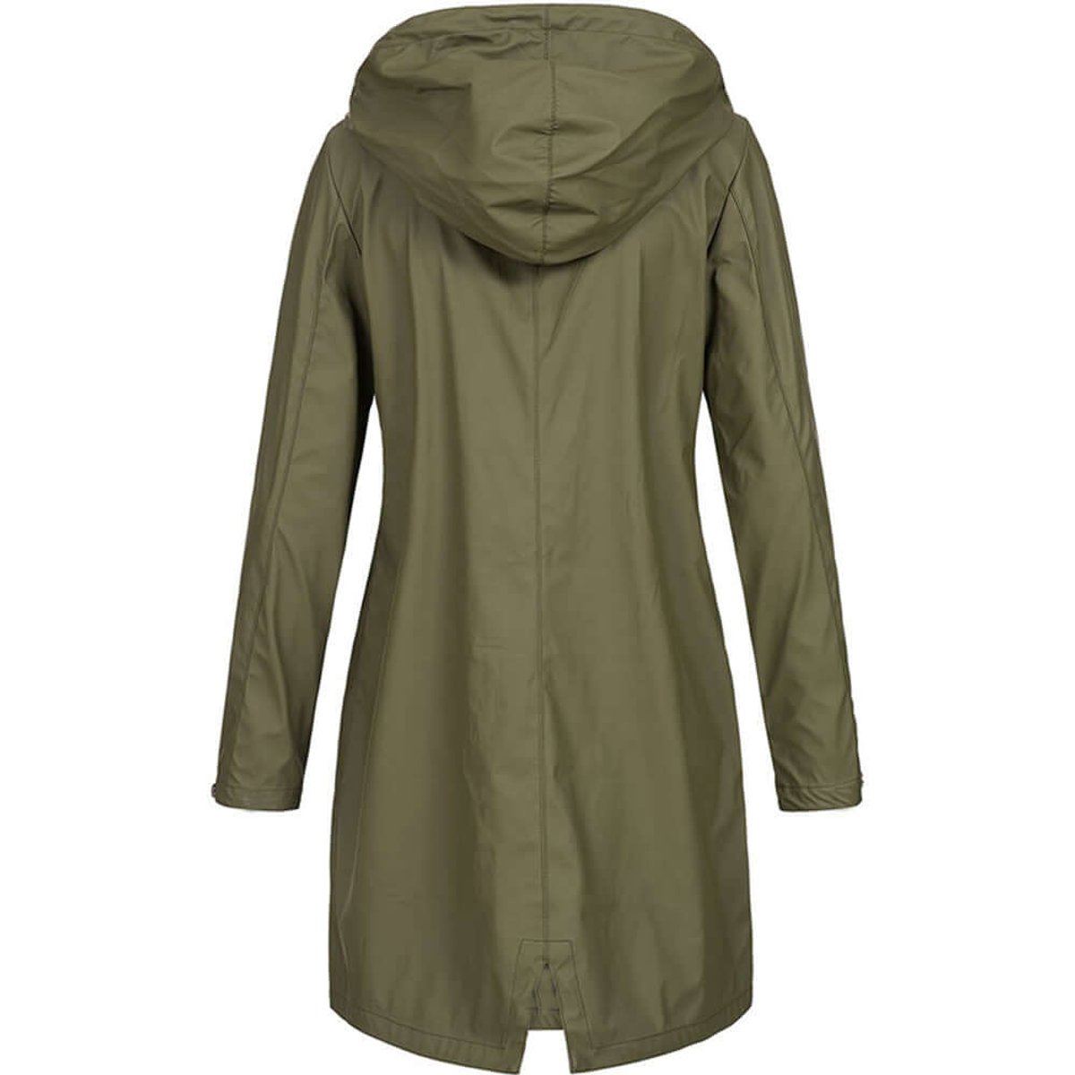 Trenchcoat met capuchon en warme voering voor dames in donkergroen