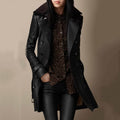 Trenchcoat met dubbele knoopsluiting en zachte kraag voor dames in zwart