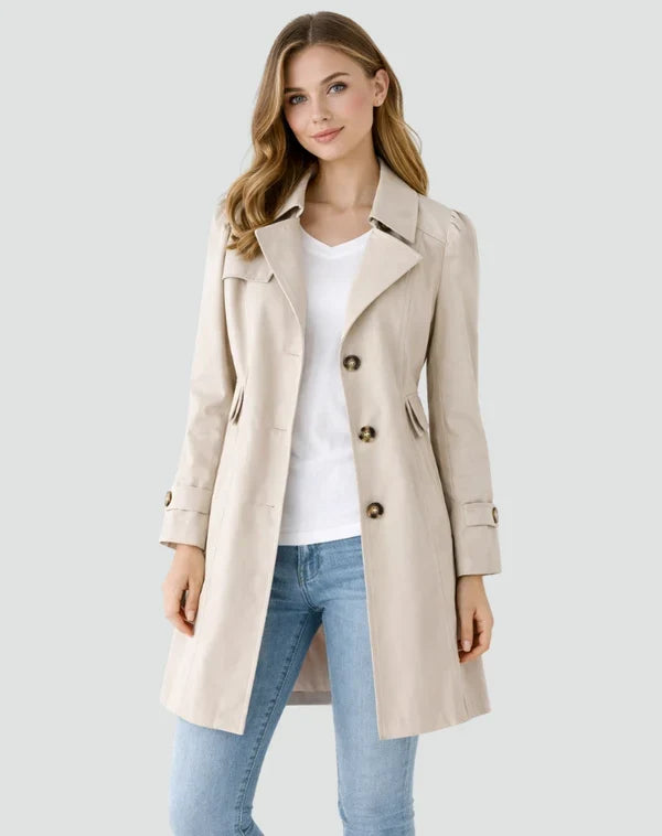 Trenchcoat met getailleerde pasvorm en knoopsluiting voor dames