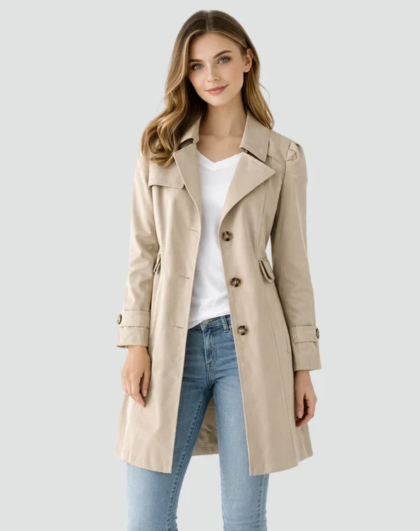 Trenchcoat met getailleerde pasvorm en knoopsluiting voor dames