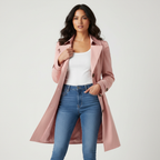 Trenchcoat met getailleerde pasvorm in roze