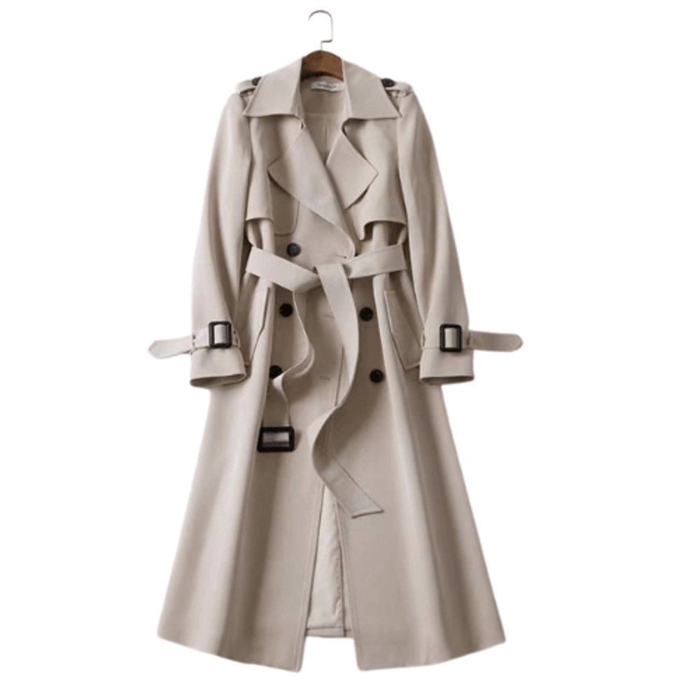 Trenchcoat met strikceintuur en dubbele knoopsluiting voor dames in beige