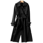 Trenchcoat met strikceintuur en dubbele knoopsluiting voor dames in zwart