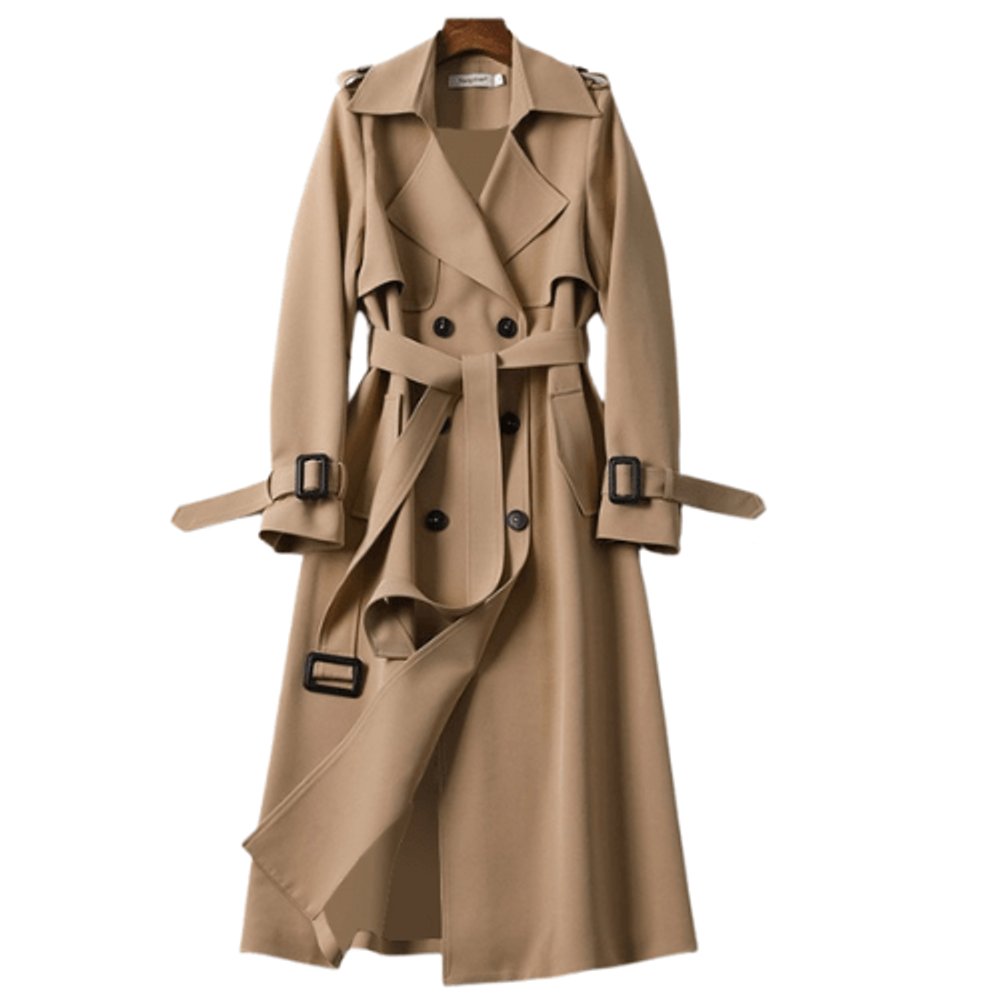 Trenchcoat met strikceintuur en dubbele knoopsluiting voor dames