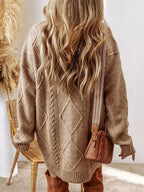 Trui jurk met kabelstructuur en oversized pasvorm voor dames