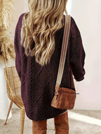 Trui jurk met kabelstructuur en oversized pasvorm voor dames