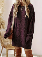 Trui jurk met kabelstructuur en oversized pasvorm voor dames