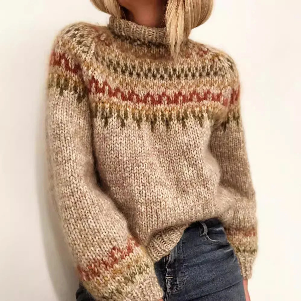 Trui met soepele gebreide stof voor dames in beige