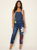 Tuinbroek jumpsuit met bloemenprint voor dames in blauw
