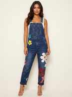 Tuinbroek jumpsuit met bloemenprint voor dames in blauw
