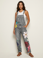 Tuinbroek jumpsuit met bloemenprint voor dames in grijs