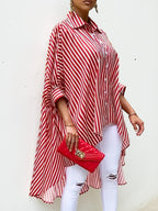 Tuniek met verticale strepen en high-low zoom voor dames