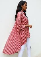 Tuniek met verticale strepen en high-low zoom voor dames