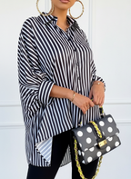 Tuniek met verticale strepen en high-low zoom voor dames