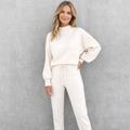Tweedelig huispak met top en elastische tailleband voor dames in wit