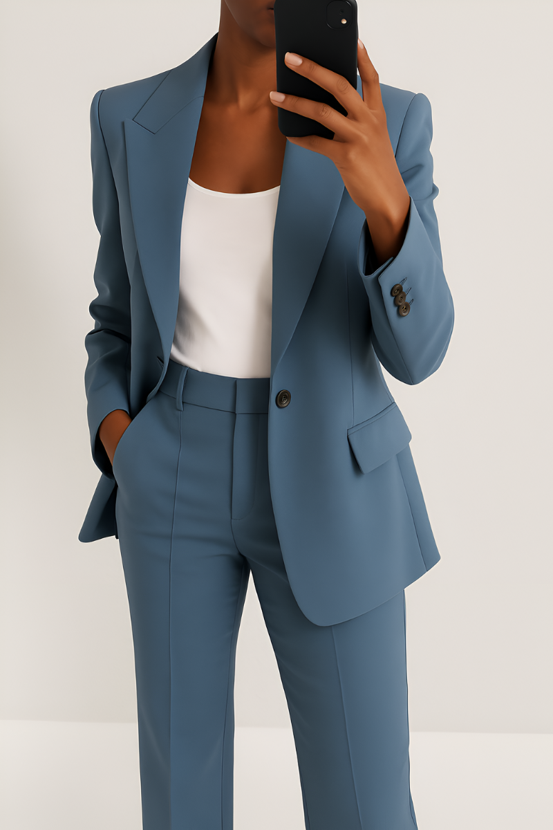 Tweedelig pak met tijdloze snit voor dames in blauw