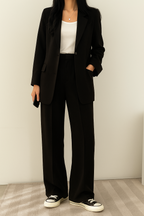 Tweedelige blazerset met wijde pantalon voor dames