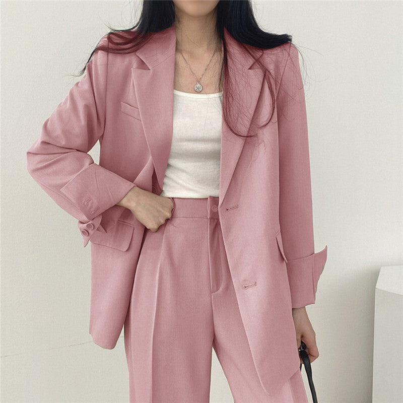 Tweedelige blazerset met wijde pantalon voor dames