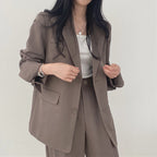 Tweedelige blazerset met wijde pantalon voor dames