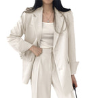 Tweedelige blazerset met wijde pantalon voor dames