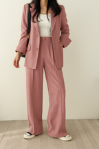 Tweedelige blazerset met wijde pantalon voor dames