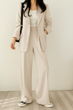 Tweedelige blazerset met wijde pantalon voor dames