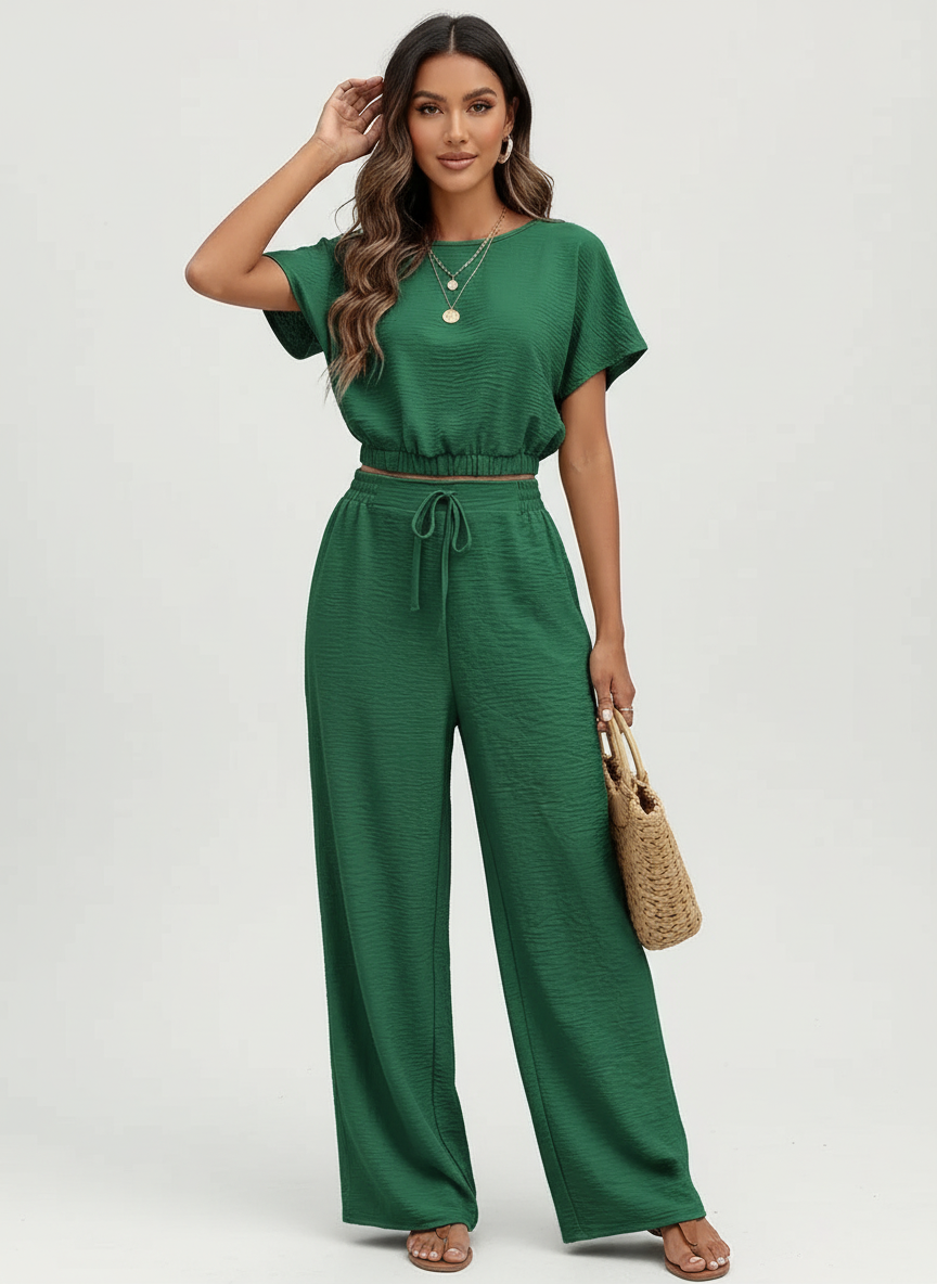 Tweedelige lounge set met relaxte pasvorm voor dames in groen