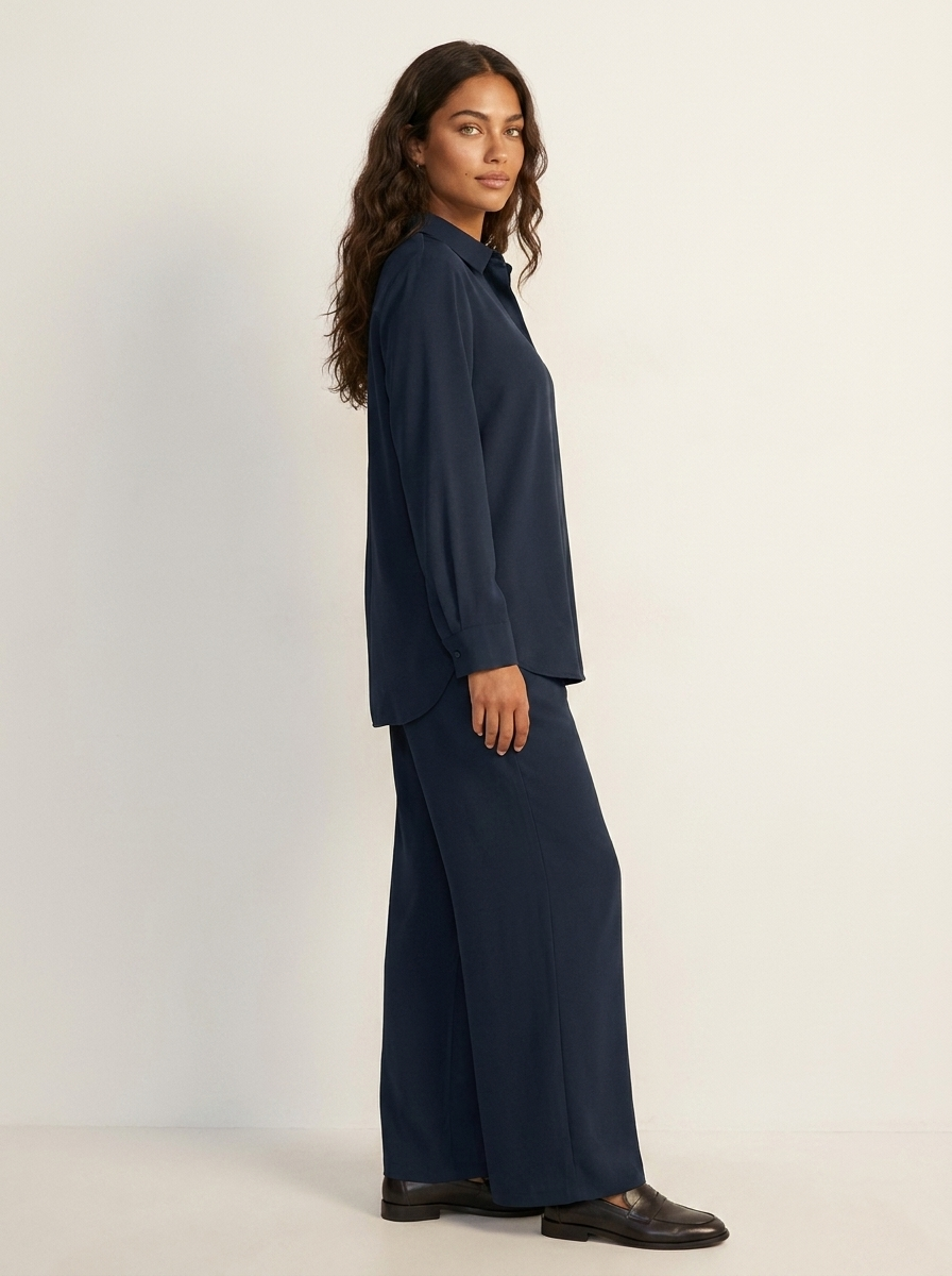 Tweedelige loungeset met blouse en wijde broek voor dames
