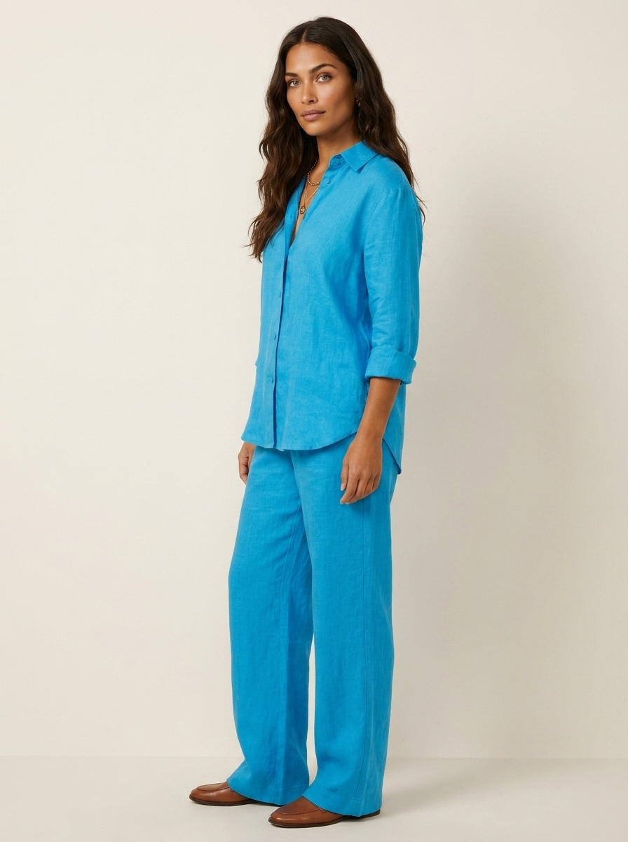 Tweedelige loungeset met blouse en wijde broek voor dames