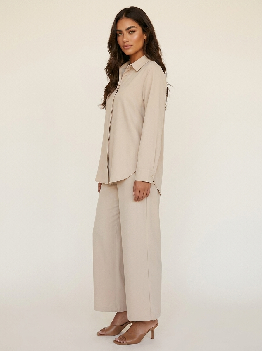 Tweedelige loungeset met blouse en wijde broek voor dames