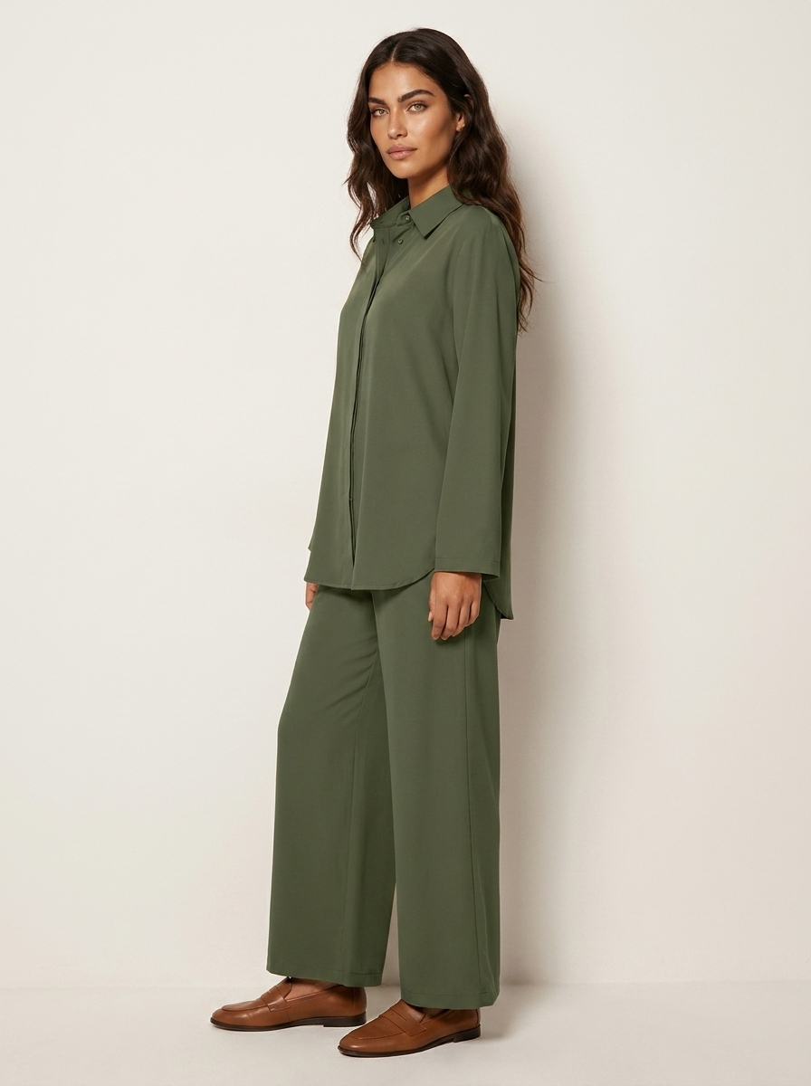 Tweedelige loungeset met blouse en wijde broek voor dames