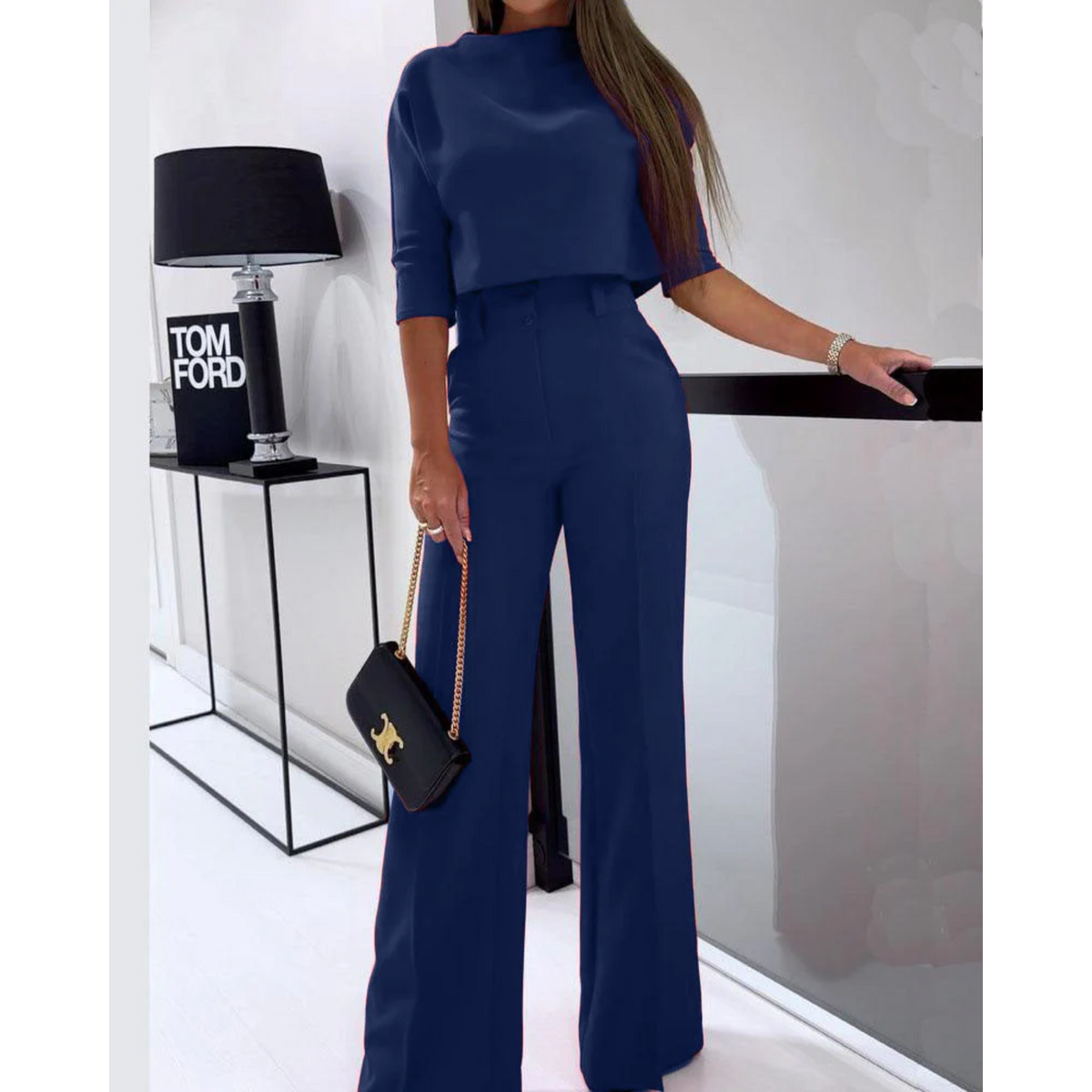 Tweedelige set met cropped top en high-waist broek voor dames