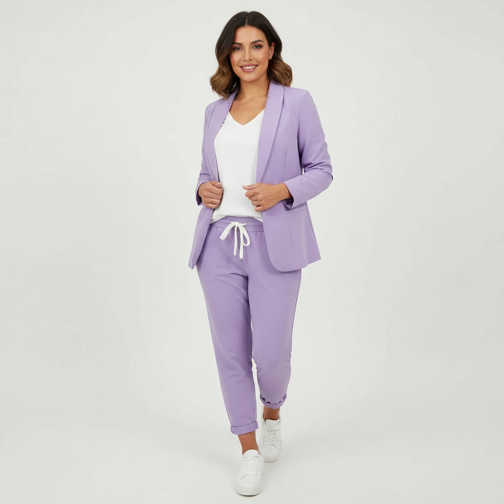 Tweedelige set met blazer en pantalon voor dames in paars