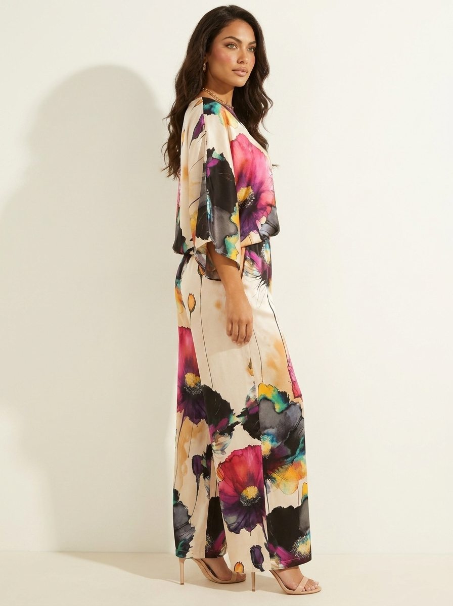 Tweedelige set met artistieke bloemenprint voor dames