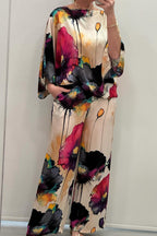 Tweedelige set met artistieke bloemenprint voor dames