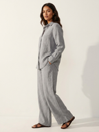 Tweedelige set met linnenlook en wijde broek voor dames