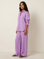 Tweedelige set met linnenlook en wijde broek voor dames