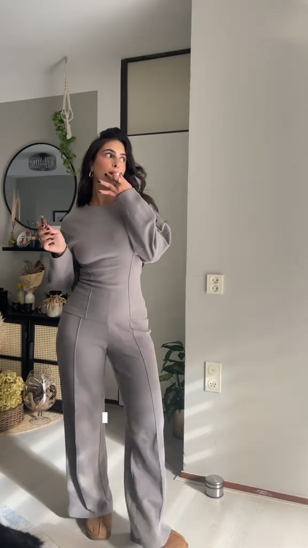 Tweedelige set met oversized top en wijde broek voor dames